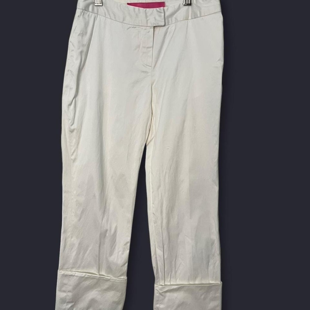 WHITE EMANUEL UNGARO TROUSER PANTS WITH CUFFED HEM